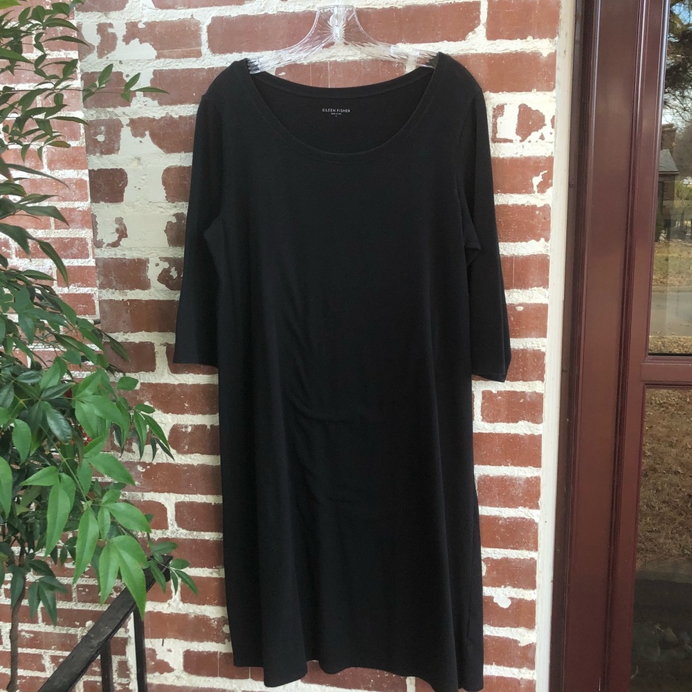 Eileen Fisher | Black 3/4 Sleeve Dress